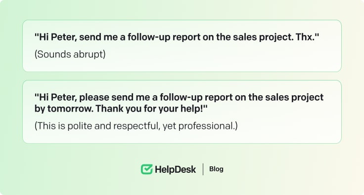 Example of how to tone your message