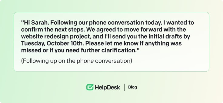 Following up on the phone conversation