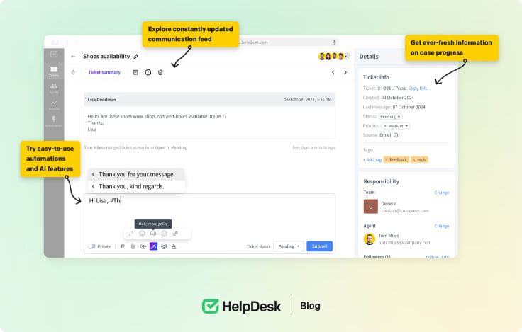 HelpDesk dashboard. 