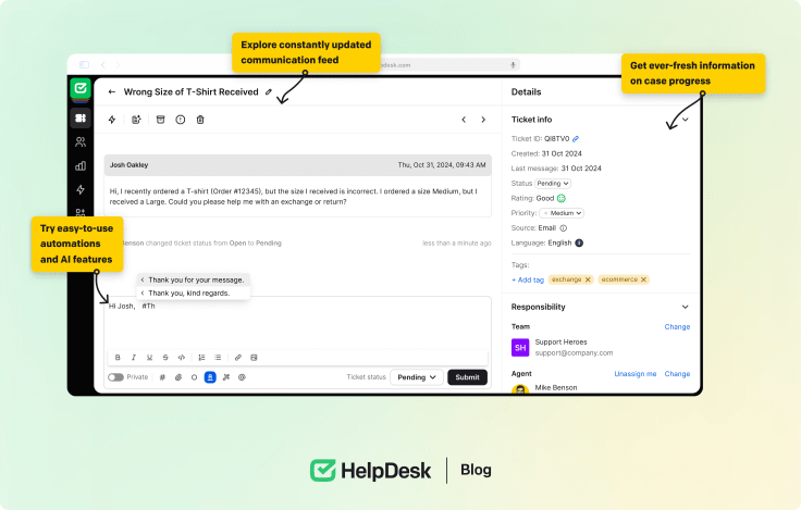 HelpDesk interface 